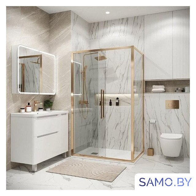 Душевой уголок Grossman Cosmo 120x100x195 120.K33.02.1210.32.00 (золото сатин/стекло прозрачное) - Изображение №3 — Интернет-магазин samo.by