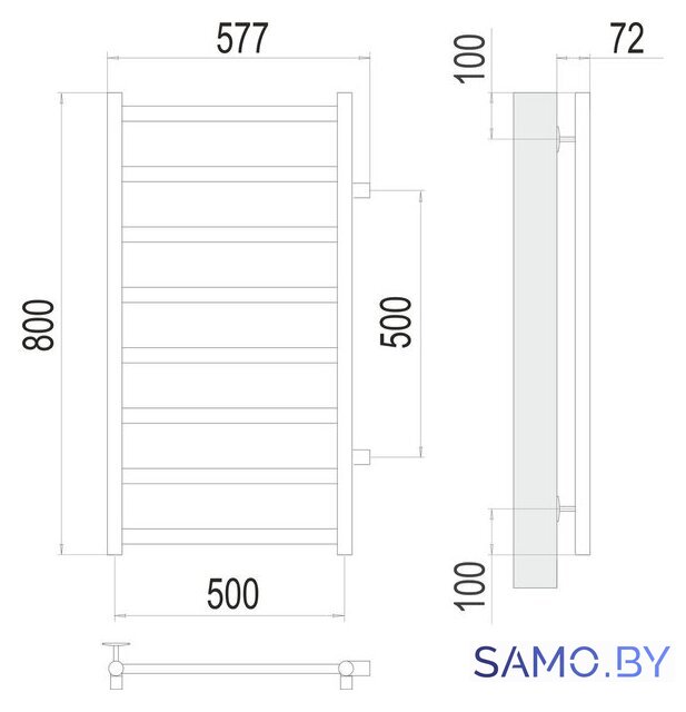 Полотенцесушитель TERMINUS Аврора П8 500x800 (оружейная сталь, с боковым подключением 500) - Изображение №2 — Интернет-магазин samo.by