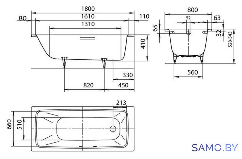 Ванна Kaldewei Cayono 375-1 180x80 - Изображение №4 — Интернет-магазин samo.by