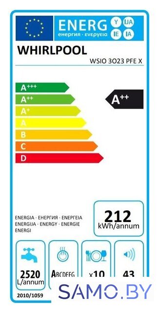 Встраиваемая посудомоечная машина Whirlpool WSIO 3O23 PFE X - Изображение №2 — Интернет-магазин samo.by