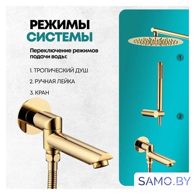 Душевая система  Grocenberg GB5099GO-1 (золото глянец) - Изображение №10 — Интернет-магазин samo.by