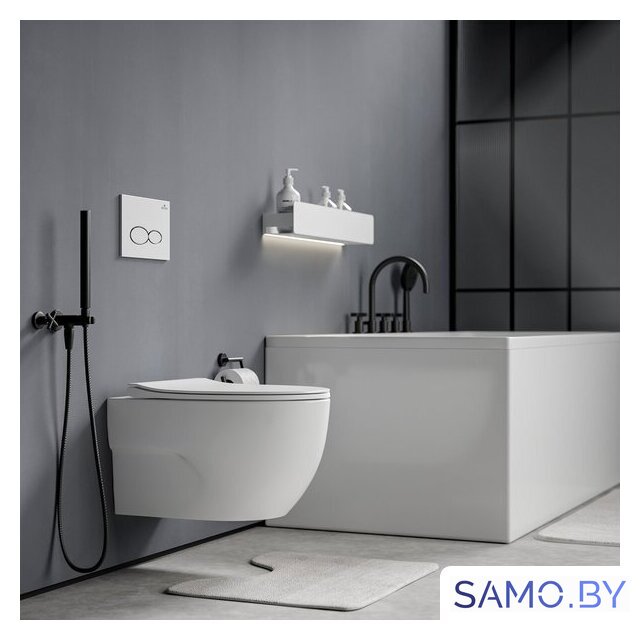 Унитаз подвесной Roxen Porto в комплекте с инсталляцией StounFix Dual Fresh 6 в 1 966779 (кнопка: серый гранит) - Изображение №12 — Интернет-магазин samo.by