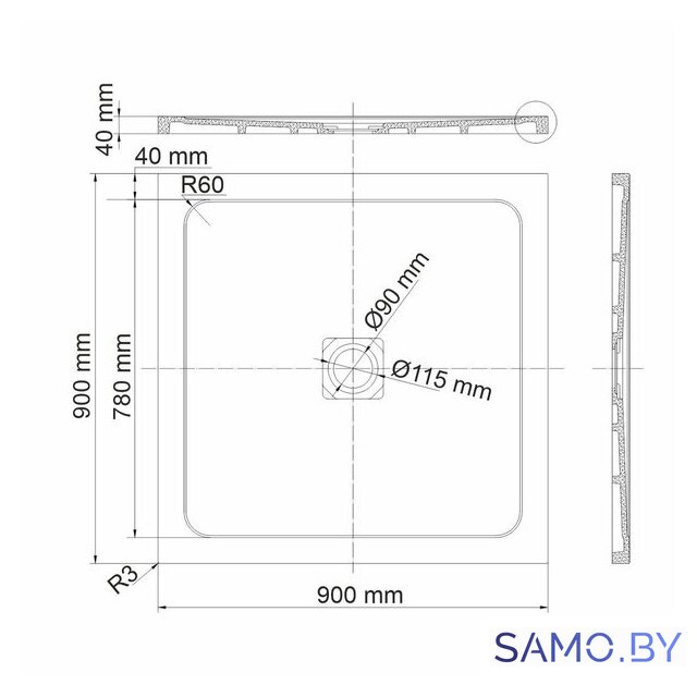 Душевой поддон Wasserkraft Dinkel 58T03 - Изображение №2 — Интернет-магазин samo.by