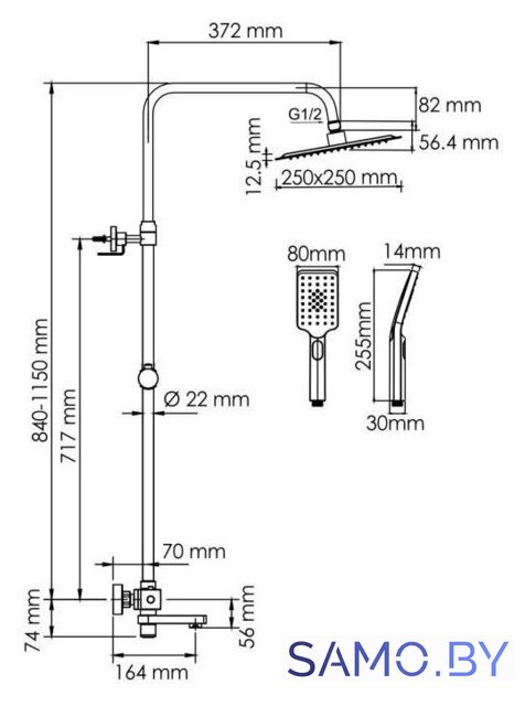 Душевая система  Wasserkraft A199.198.201.BG Thermo - Изображение №3 — Интернет-магазин samo.by