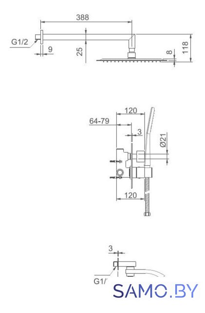 Душевая система  Gappo G7107-40 - Изображение №2 — Интернет-магазин samo.by