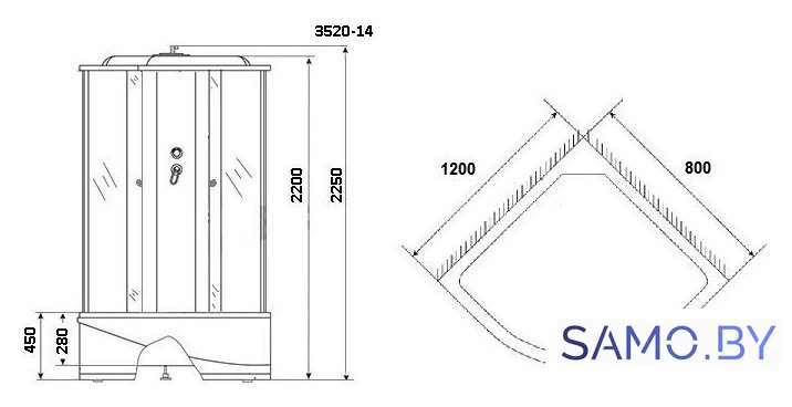 Душевая кабина Niagara NG-3520-14L 120x80x215 (тонированное стекло) - Изображение №2 — Интернет-магазин samo.by