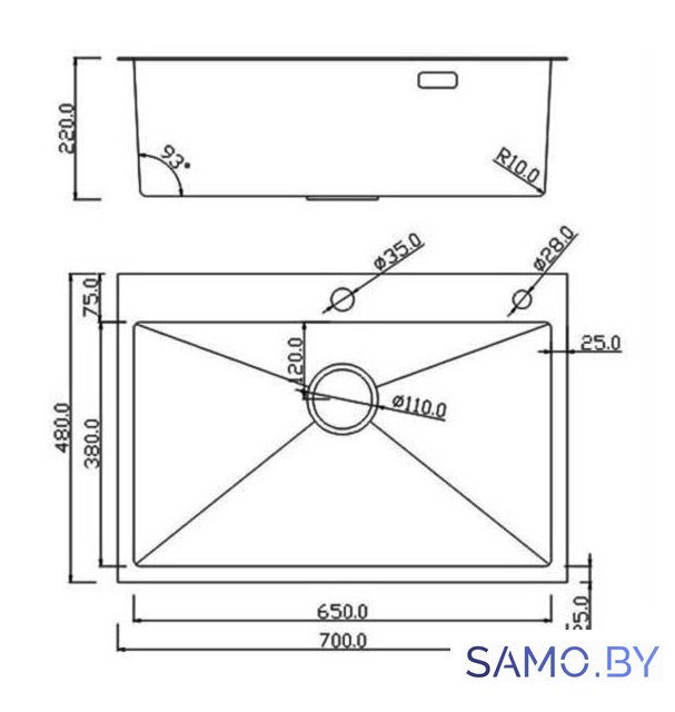 Кухонная мойка Roxen Simple 560220-70 сатин (с коландером и дозатором) - Изображение №14 — Интернет-магазин samo.by