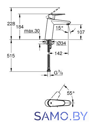 Смеситель Grohe Eurodisc Cosmopolitan [23449002] - Изображение №2 — Интернет-магазин samo.by