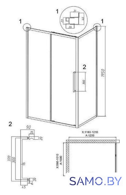 Душевой уголок Grossman Cosmo 120х100х195 120.K33.02.1210.21.02 (черный матовый/стекло шиншилла) - Изображение №6 — Интернет-магазин samo.by