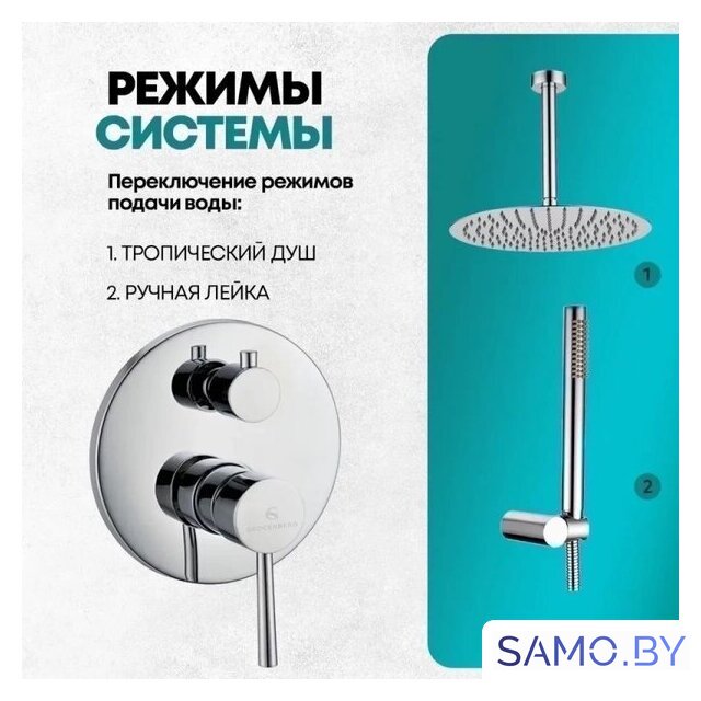 Душевая система  Grocenberg GB5099CR-4 (хром) - Изображение №9 — Интернет-магазин samo.by