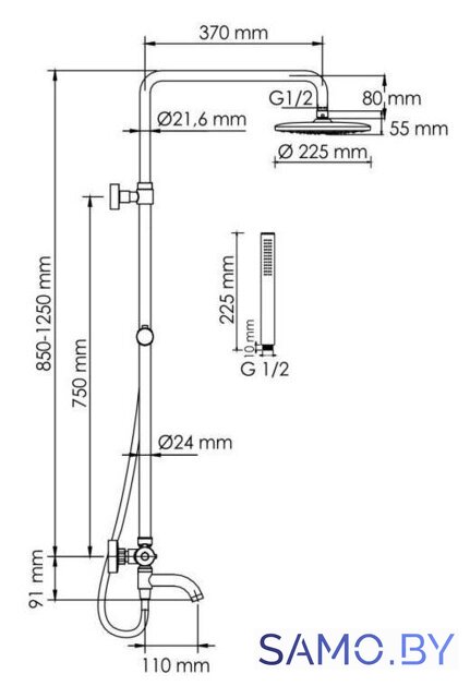 Душевая система  Wasserkraft A288.077.217.BM Thermo - Изображение №3 — Интернет-магазин samo.by