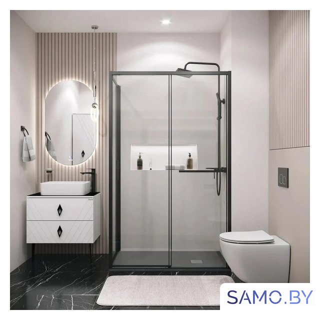 Душевая стенка Grossman Style 90x195 200.K33.05.90.21.00 (черный матовый, стекло прозрачное) - Изображение №3 — Интернет-магазин samo.by