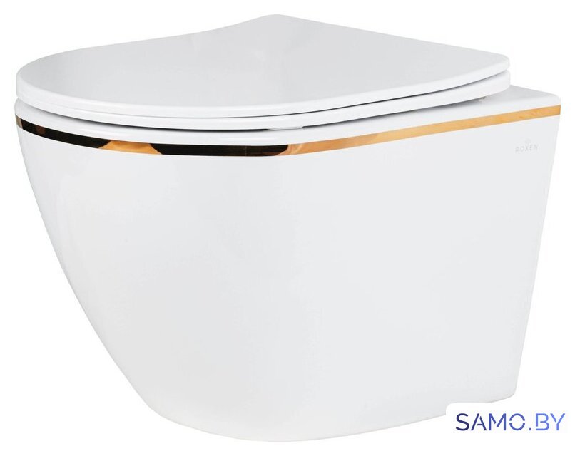 Унитаз подвесной Roxen Antares Gold 968096 в комплекте с инсталляцией StounFix Dual Fresh 6 в 1 968096 (кнопка: брашированное золото) - Изображение №4 — Интернет-магазин samo.by