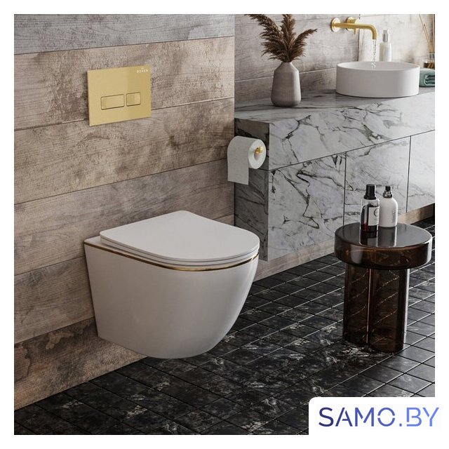 Унитаз подвесной Roxen Antares Gold 968096 в комплекте с инсталляцией StounFix Dual Fresh 6 в 1 968096 (кнопка: брашированное золото) - Изображение №10 — Интернет-магазин samo.by