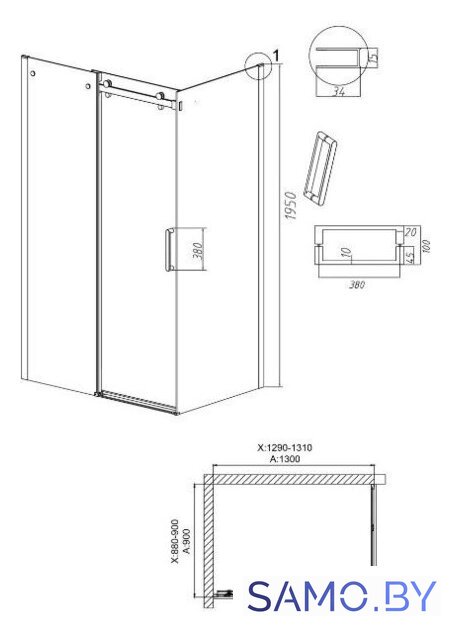 Душевой уголок Grossman Classic 130x90x195 120.K33.04.1390.21.10 (черный матовый/тонированное стекло) - Изображение №19 — Интернет-магазин samo.by