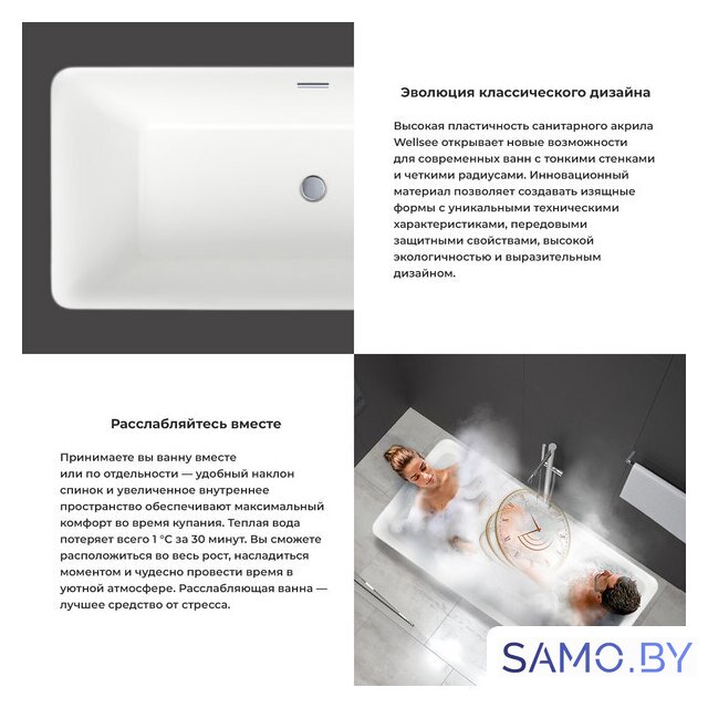 Ванна Wellsee DeSire 167,5x78 231502001 (отдельностоящая ванна белый глянец, экран, ножки, сифон-автомат хром) - Изображение №5 — Интернет-магазин samo.by