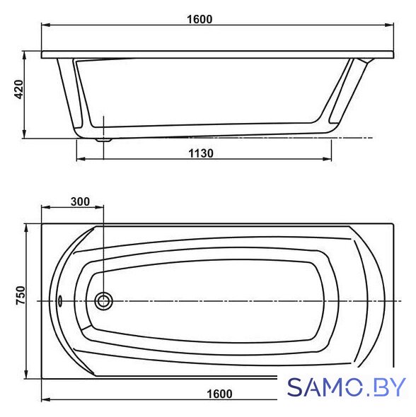 Ванна VagnerPlast Ebony 160х75 - Изображение №3 — Интернет-магазин samo.by