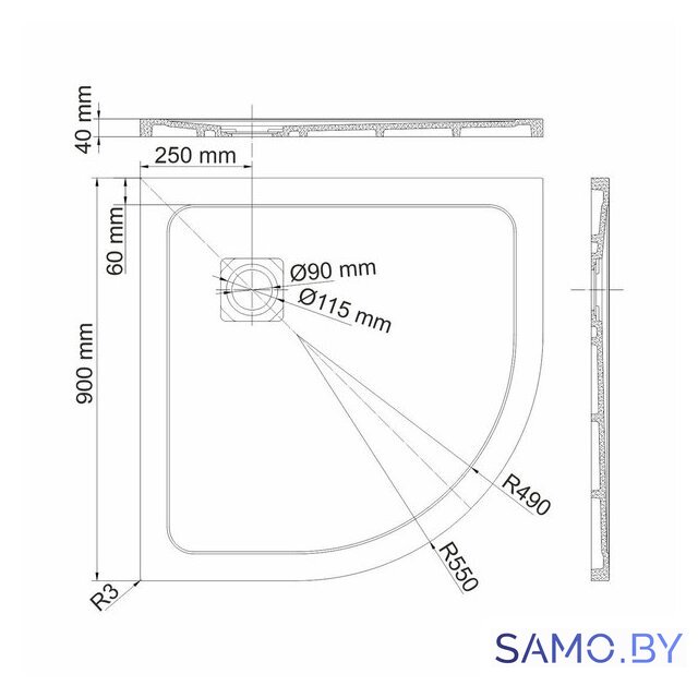 Душевой поддон Wasserkraft Rhin 44T01 - Изображение №2 — Интернет-магазин samo.by