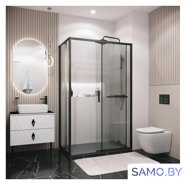 Душевая стенка Grossman Style 90x195 200.K33.05.90.21.02 (черный матовый/стекло шиншилла) - Изображение №6 — Интернет-магазин samo.by