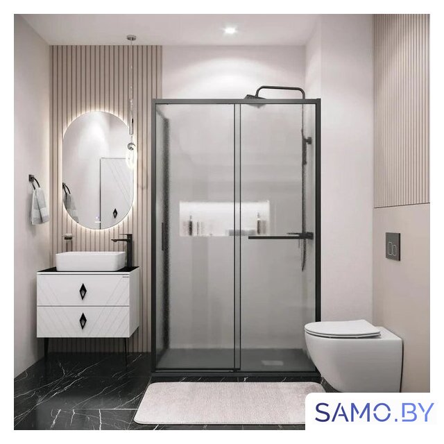 Душевая стенка Grossman Style 90x195 200.K33.05.90.21.02 (черный матовый/стекло шиншилла) - Изображение №4 — Интернет-магазин samo.by