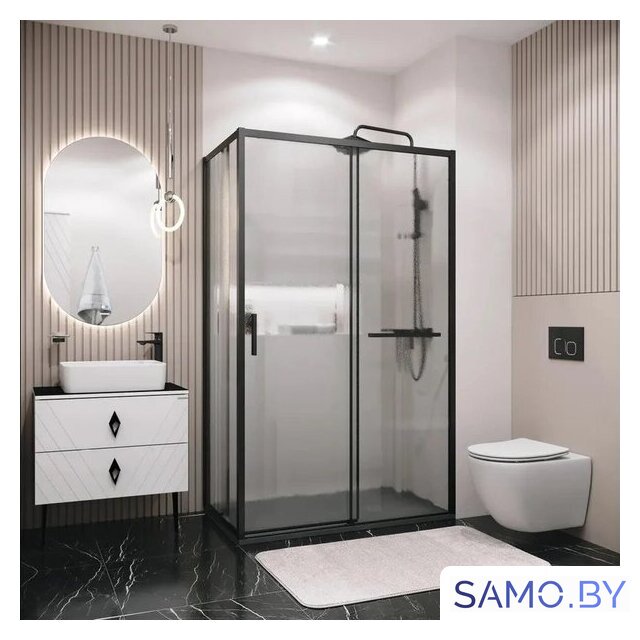 Душевая стенка Grossman Style 90x195 200.K33.05.90.21.02 (черный матовый/стекло шиншилла) - Изображение №3 — Интернет-магазин samo.by