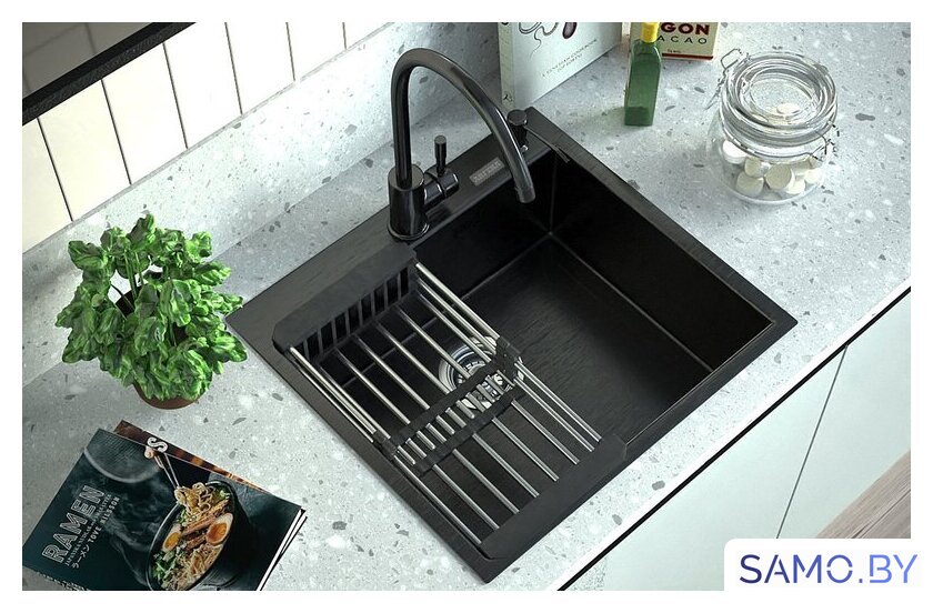 Кухонная мойка ARFEKA Eco AR 500*500 Black PVD Nano - Изображение №7 — Интернет-магазин samo.by