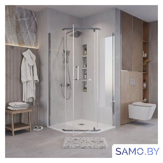 Душевой уголок Grossman Pragma 90x90x195 302.K33.03.9090.10.00 (хром/прозрачное стекло) - Изображение №7 — Интернет-магазин samo.by
