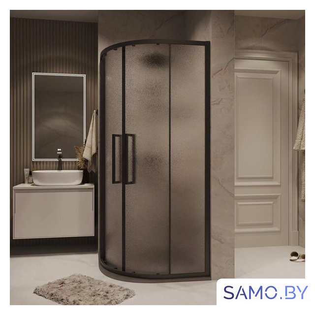 Душевой уголок Grossman Cosmo 80x80x195 301.K33.02.8080.21.02 (черный матовый/шиншилла стекло) - Изображение №7 — Интернет-магазин samo.by