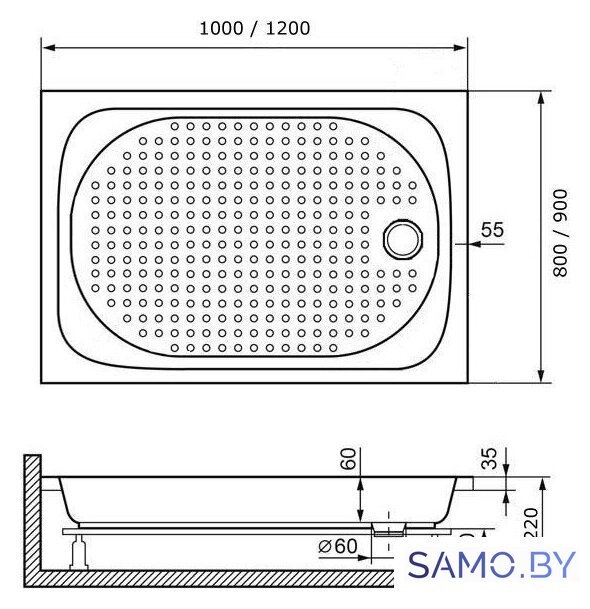 Душевой поддон RGW LUX/TN 90x100 - Изображение №2 — Интернет-магазин samo.by