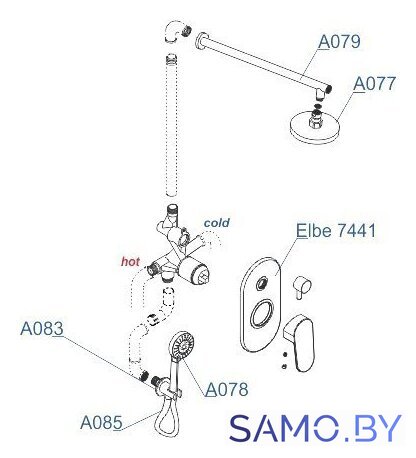 Душевая система  Wasserkraft A16777 - Изображение №5 — Интернет-магазин samo.by
