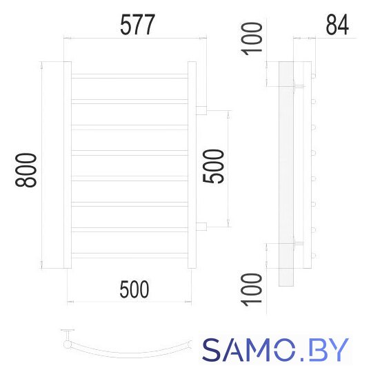 Полотенцесушитель TERMINUS Классик П8 500x800 бп 500 (хром) - Изображение №3 — Интернет-магазин samo.by