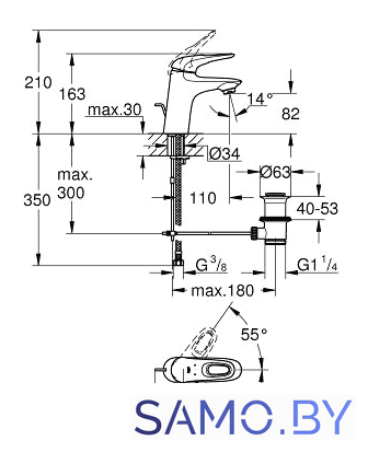 Смеситель Grohe Eurostyle 33558LS3 - Изображение №2 — Интернет-магазин samo.by