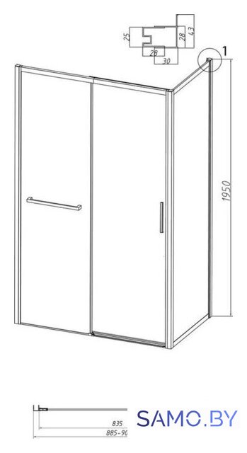 Душевая стенка Grossman Style 90x195 200.K33.05.90.21.10 (черный матовый, стекло тонированное) - Изображение №12 — Интернет-магазин samo.by