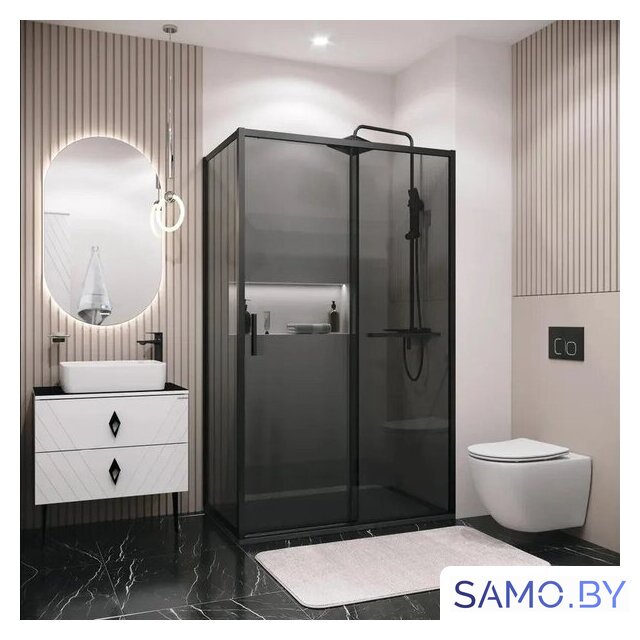Душевая стенка Grossman Style 90x195 200.K33.05.90.21.10 (черный матовый, стекло тонированное) - Изображение №6 — Интернет-магазин samo.by