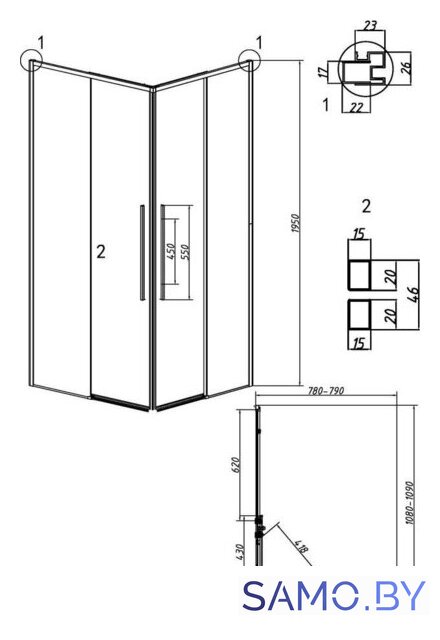 Душевой уголок Grossman Galaxy 110x80x195 300.K33.01.1180.21.10 (черный матовый/тонированное стекло) - Изображение №11 — Интернет-магазин samo.by