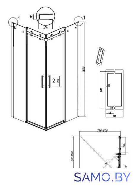 Душевой уголок Grossman Classic 80x80x195 300.K33.04.8080.21.00 (черный матовый/прозрачное стекло) - Изображение №11 — Интернет-магазин samo.by