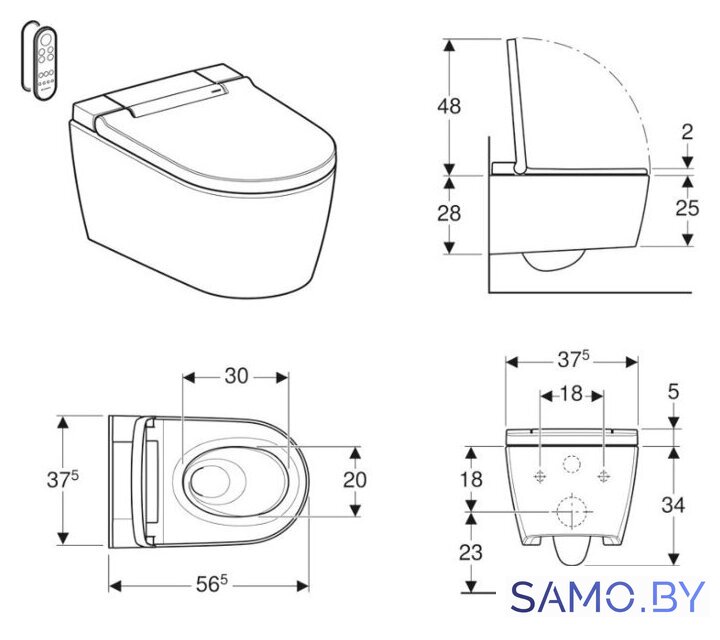 Унитаз подвесной Geberit AquaClean Sela 146.224.21.1 - Изображение №2 — Интернет-магазин samo.by