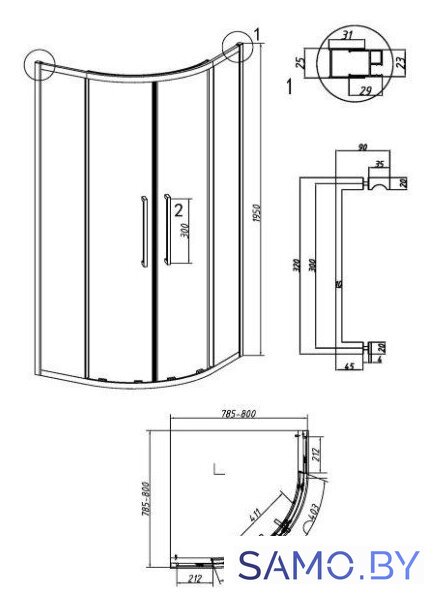 Душевой уголок Grossman Cosmo 80x80x195 301.K33.02.8080.21.00 (черный матовый/прозрачное стекло) - Изображение №11 — Интернет-магазин samo.by