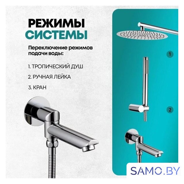 Душевая система  Grocenberg GB5099CR-1 (хром) - Изображение №10 — Интернет-магазин samo.by