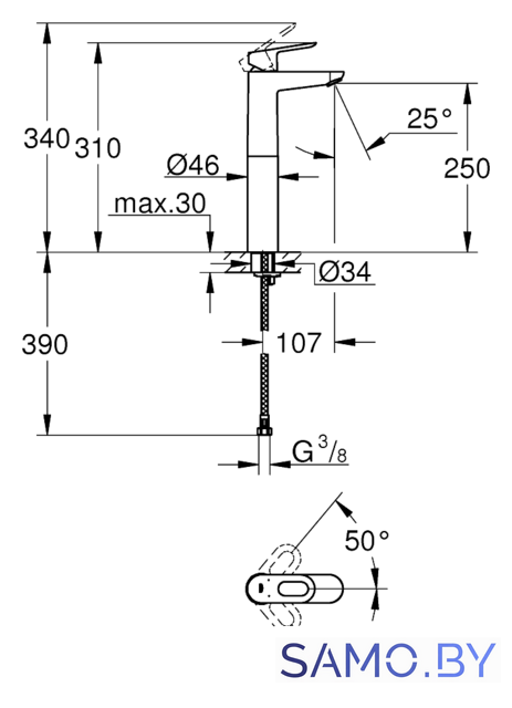 Смеситель Grohe BauLoop 23764000 - Изображение №2 — Интернет-магазин samo.by