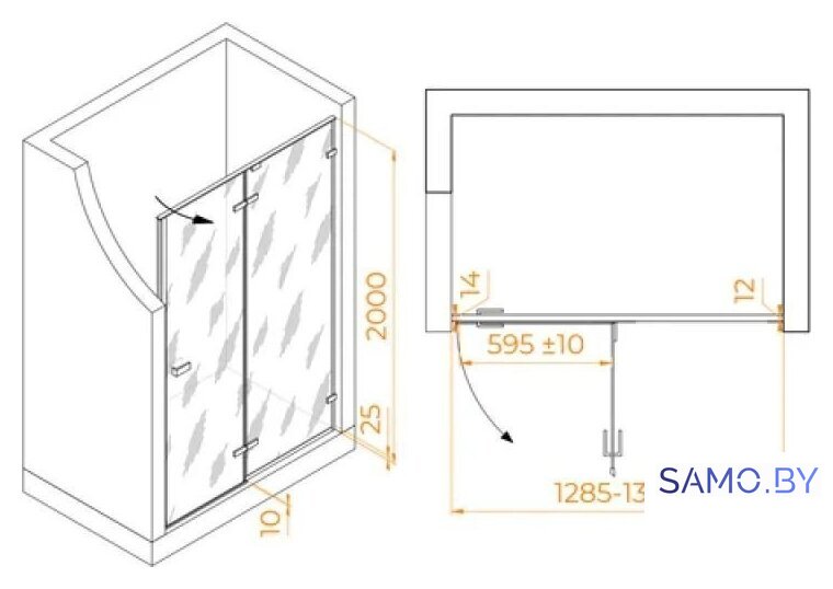 Душевая дверь RGW SV-004Gr 353200413-110 (серый/прозрачное стекло) - Изображение №2 — Интернет-магазин samo.by