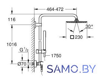 Душевая система  Grohe Euphoria XXL 230 26187000 - Изображение №2 — Интернет-магазин samo.by