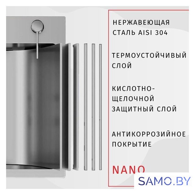 Кухонная мойка ARFEKA Eco AR 500*500 Satin - Изображение №4 — Интернет-магазин samo.by