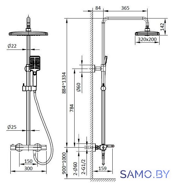 Душевая система  Altrobagno Lamberto 030418 NeOp - Изображение №7 — Интернет-магазин samo.by