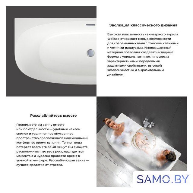 Ванна Wellsee Belle Spa 2.0 160x75 235801001 (пристенная ванна белый глянец, экран, ножки, сифон-автомат хром) - Изображение №5 — Интернет-магазин samo.by