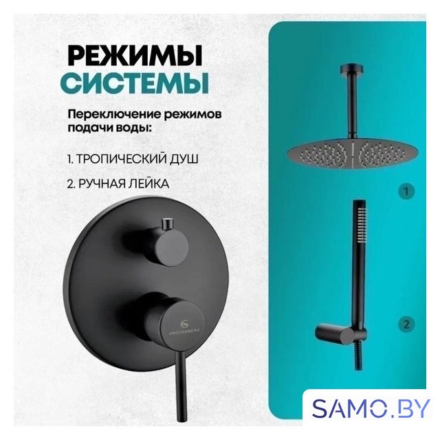 Душевая система  Grocenberg GB5099BL-4 (черный матовый) - Изображение №9 — Интернет-магазин samo.by