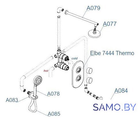 Душевая система  Wasserkraft A177477 - Изображение №7 — Интернет-магазин samo.by