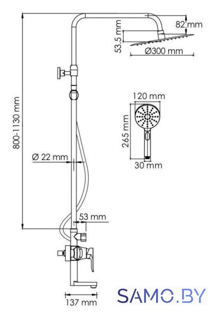 Душевая система  Wasserkraft A166.116.127.087.CH - Изображение №3 — Интернет-магазин samo.by