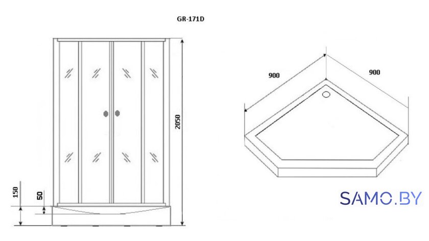 Душевая кабина Grossman GR171D 90x90 - Изображение №2 — Интернет-магазин samo.by