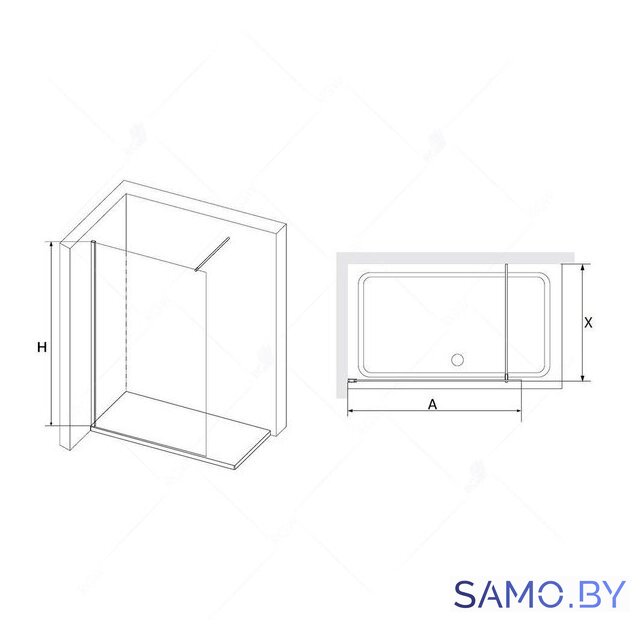 Душевая стенка RGW WA-010B 351001012-14 120 (черный/прозрачное стекло) - Изображение №2 — Интернет-магазин samo.by